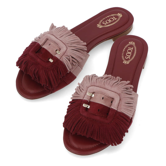 トッズ フラットサンダル XXW37B0CP00HR00MZH パープル フリンジ