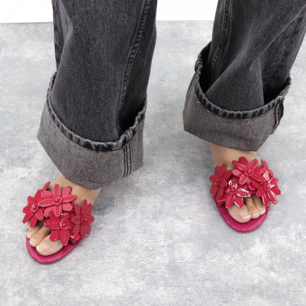 TOD’S トッズ フラットサンダル ピンク ミュール フラワー パテント