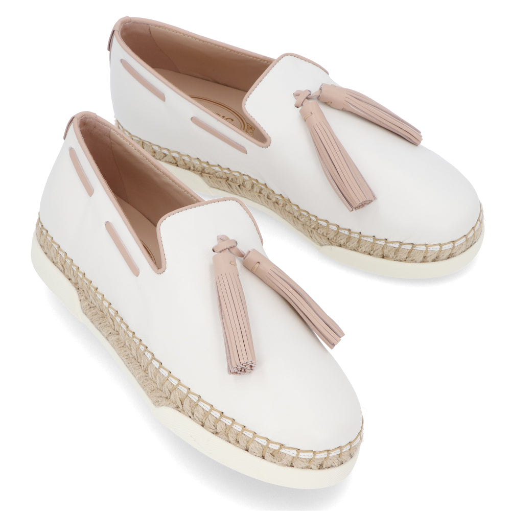 TOD’S スリッポン エスパドリーユ ホワイト レザー