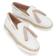 TOD’S スリッポン エスパドリーユ ホワイト レザー