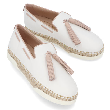 TOD’S スリッポン エスパドリーユ ホワイト レザー