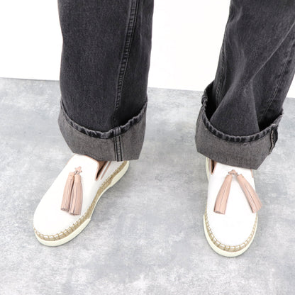 TOD’S スリッポン エスパドリーユ ホワイト レザー