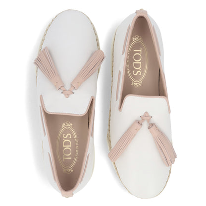 TOD’S スリッポン エスパドリーユ ホワイト レザー