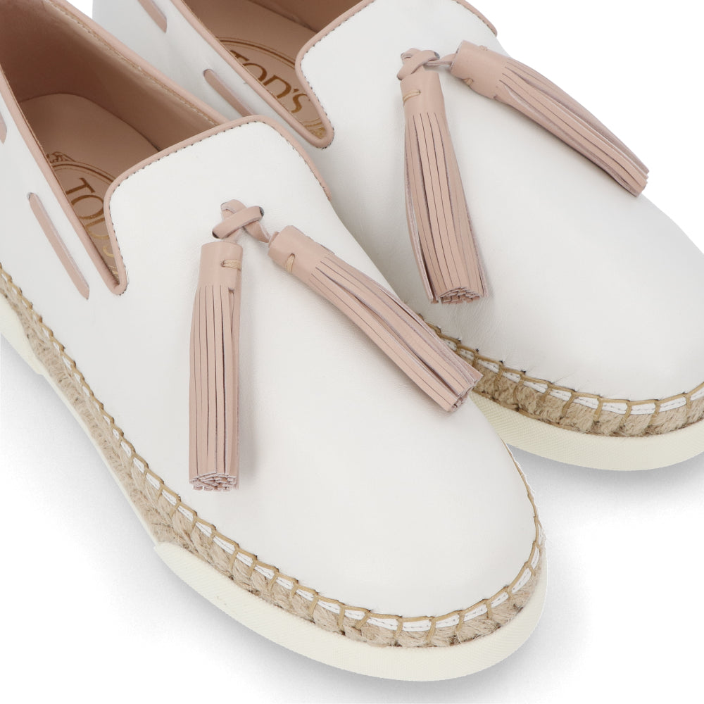 TOD’S スリッポン エスパドリーユ ホワイト レザー