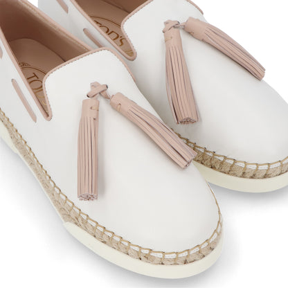 TOD’S スリッポン エスパドリーユ ホワイト レザー