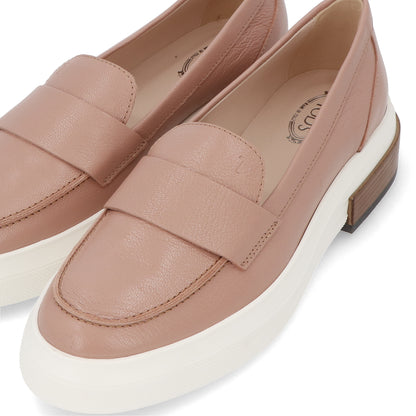 トッズ シューズレディース レッド ベージュ レザー モカシン 厚底 無地 XXW92B0Y41ZQUI