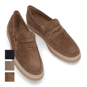TOD'S  ベージュ ブラウン ネイビー ローファー ウェッジソール XXM0TV0FQ80BYE