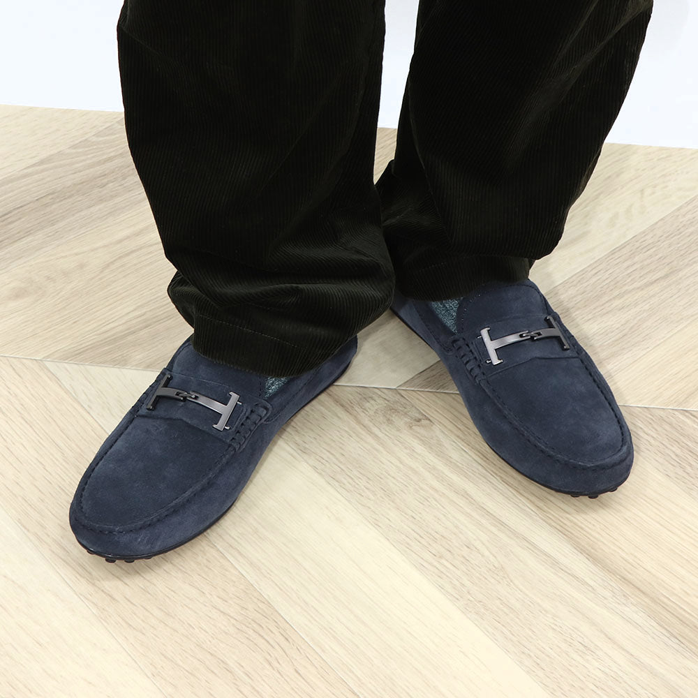 TOD'S ブラウン ネイビー ドライビングシューズ Tバックル ローファー XXM42C0HG70RE0