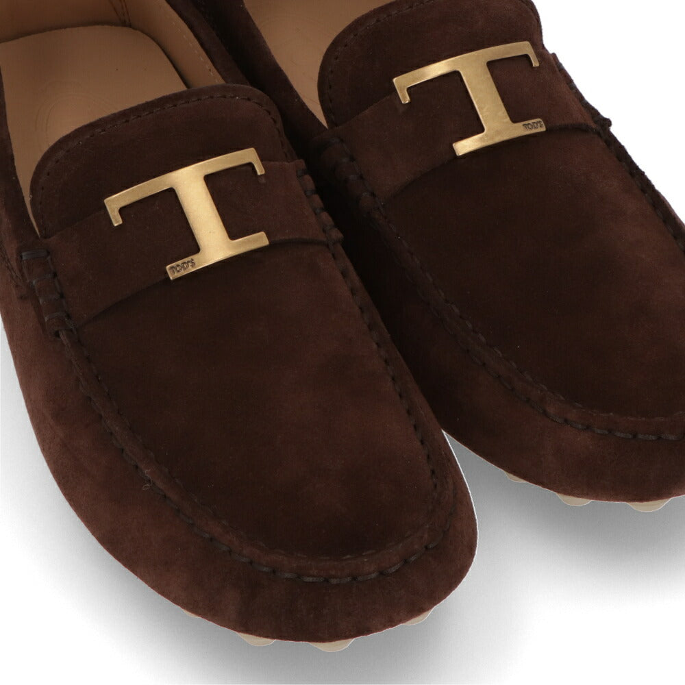 TOD'S ブラウン ベージュ ネイビー ドライビングシューズ Tロゴ