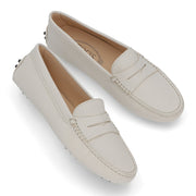 TOD'S レザーシューズ ホワイト レザー ラバー ドライビングシューズ フラット モカシン ローファー XXW00G000105J1