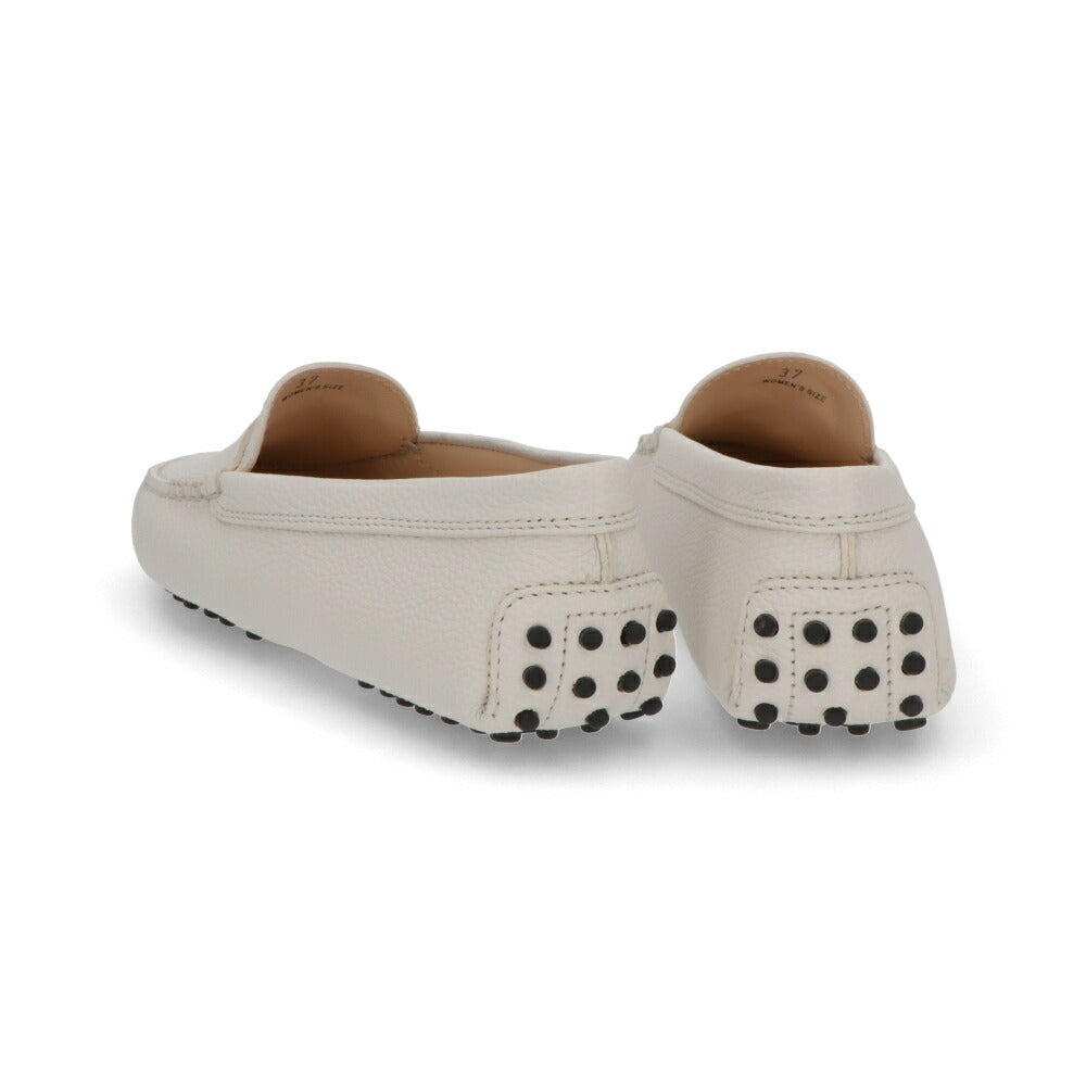 TOD'S レザーシューズ ホワイト レザー ラバー ドライビングシューズ フラット モカシン ローファー XXW00G000105J1