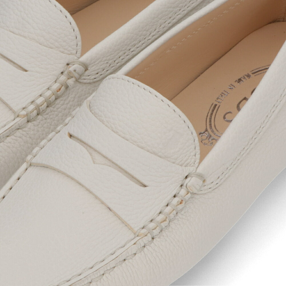 TOD'S レザーシューズ ホワイト レザー ラバー ドライビングシューズ フラット モカシン ローファー XXW00G000105J1