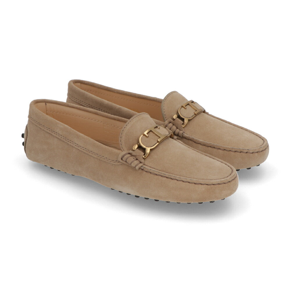 TOD'S グレー ベージュ スエード フラットシューズ ローファー ドライビングシューズ XXW00G0EX10RE0