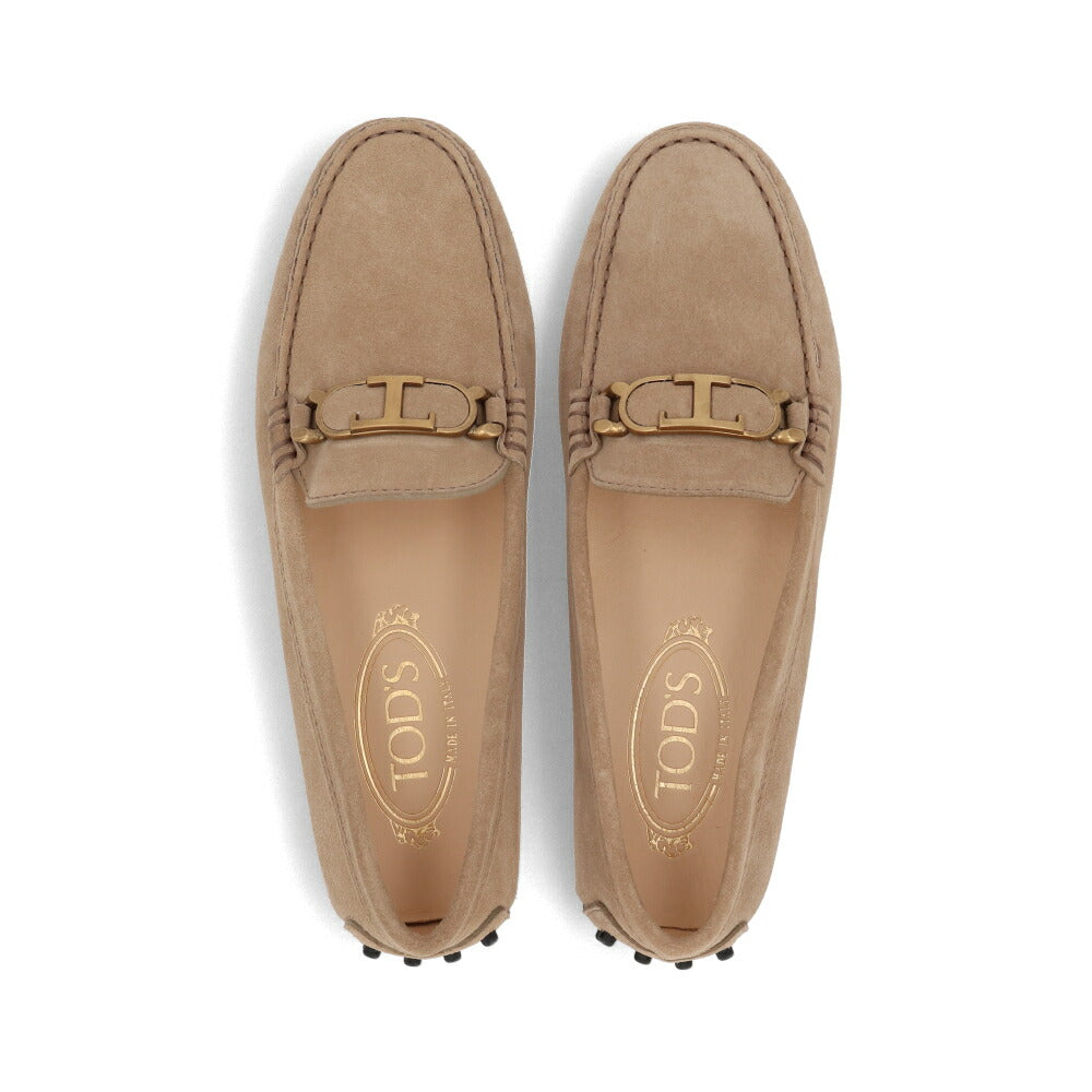 TOD'S グレー ベージュ スエード フラットシューズ ローファー ドライビングシューズ XXW00G0EX10RE0