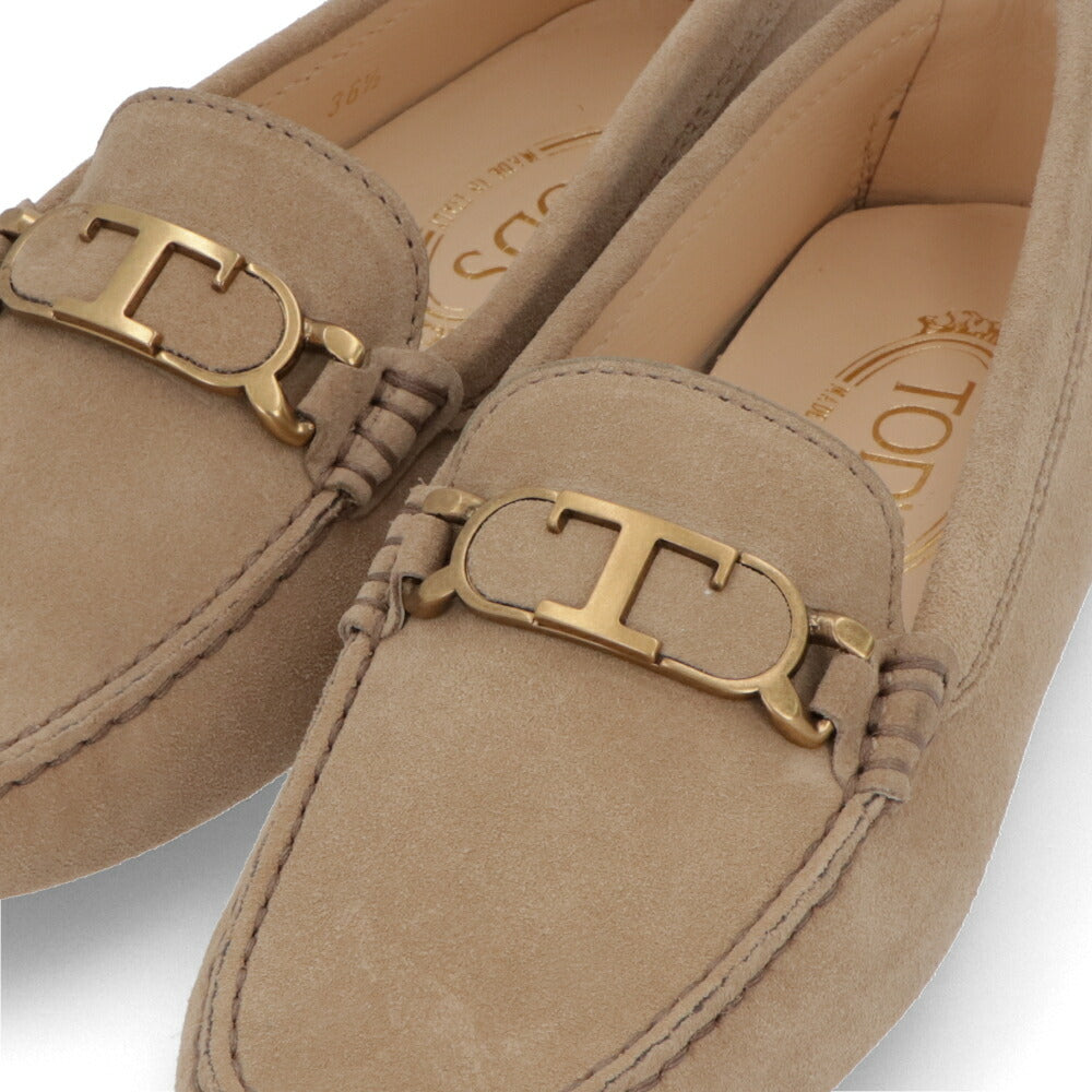 TOD'S グレー ベージュ スエード フラットシューズ ローファー ドライビングシューズ XXW00G0EX10RE0