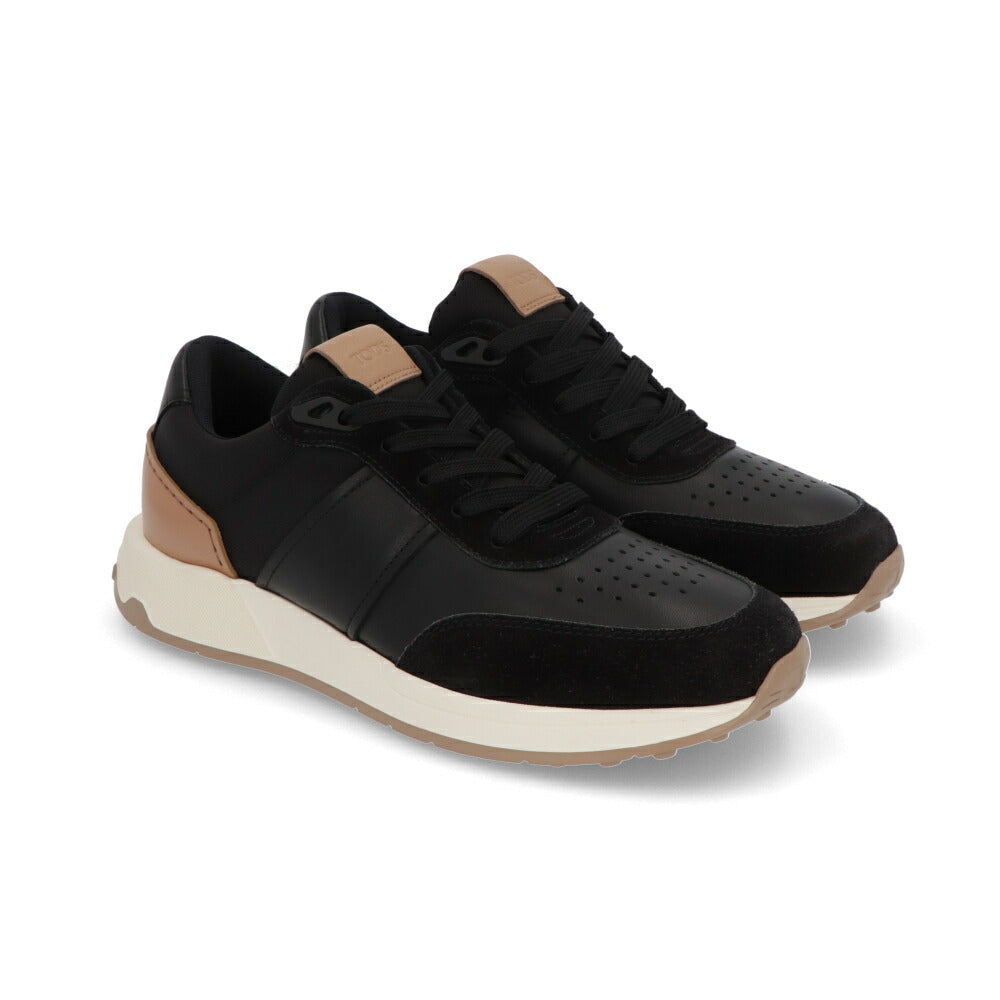 TOD'S スニーカー ブラック スムースカーフスキン レースアップ バイカラー ローカット XXM63K0GT80QHG