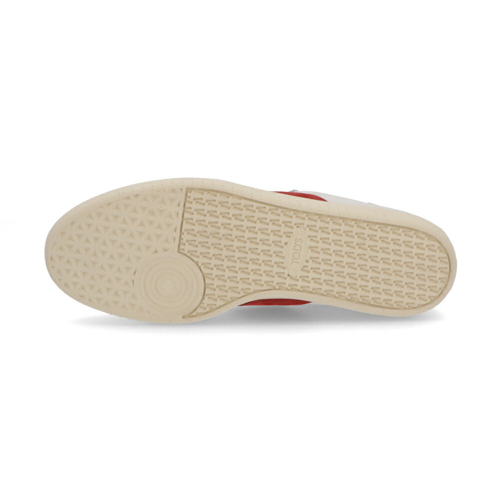 TOD'S スニーカー グレー×レッド スエードカーフスキン スムースカーフスキン レースアップ スポーティ ローカット XXM68C0GC50SOX