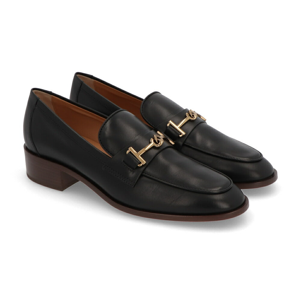 TOD'S レザーシューズ ブラック ブラウン カーフスキン ビットローファー ダブルT ローファー XXW28K0HP50NF5