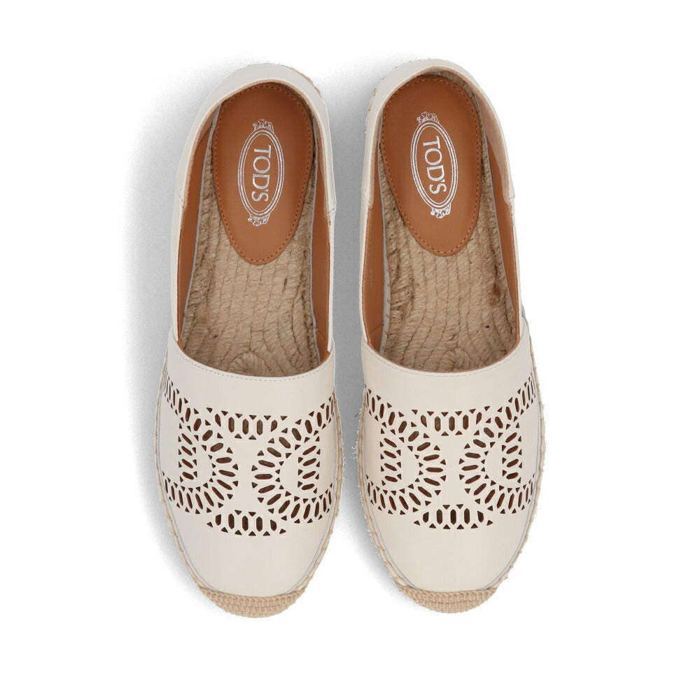 TOD'S ホワイト カーフレザー 穴あき加工 スリッポン XXW08L0IE30MID