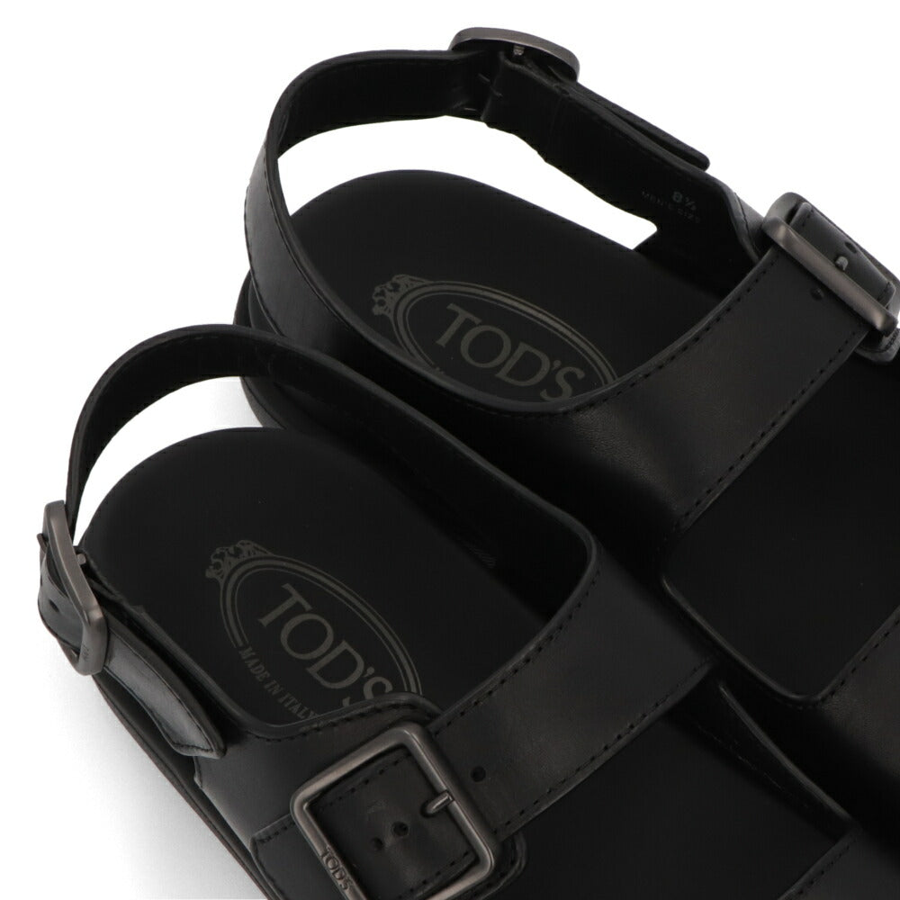 TOD'S サンダル ブラック スムースカーフスキン レザーサンダル ダブルベルト XXM60K0HB70NHV