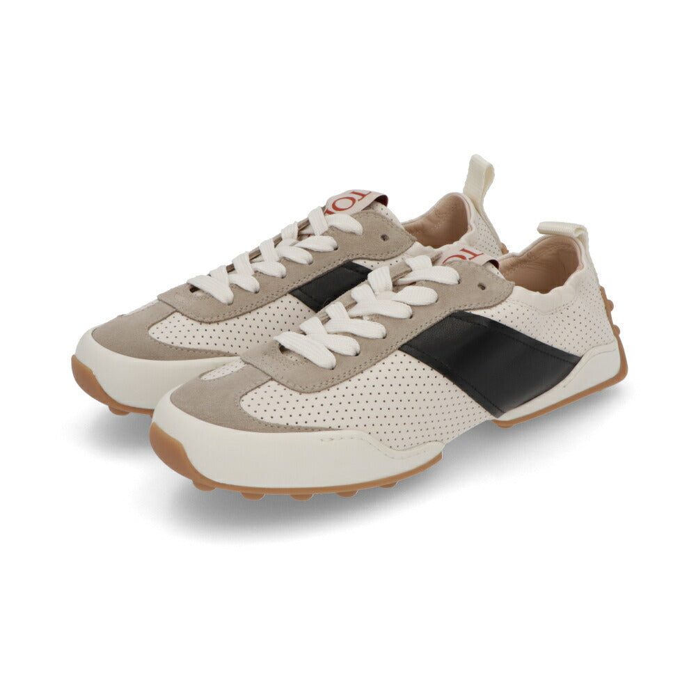 TOD'S スニーカー ブラック オフホワイト レザー レザースニーカー フラット XXW05L0HZ70K1E