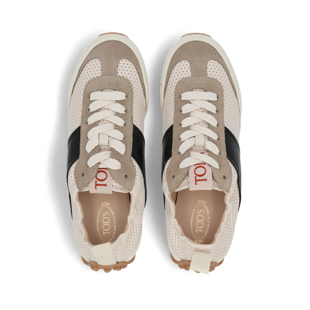 TOD'S スニーカー ブラック オフホワイト レザー レザースニーカー フラット XXW05L0HZ70K1E
