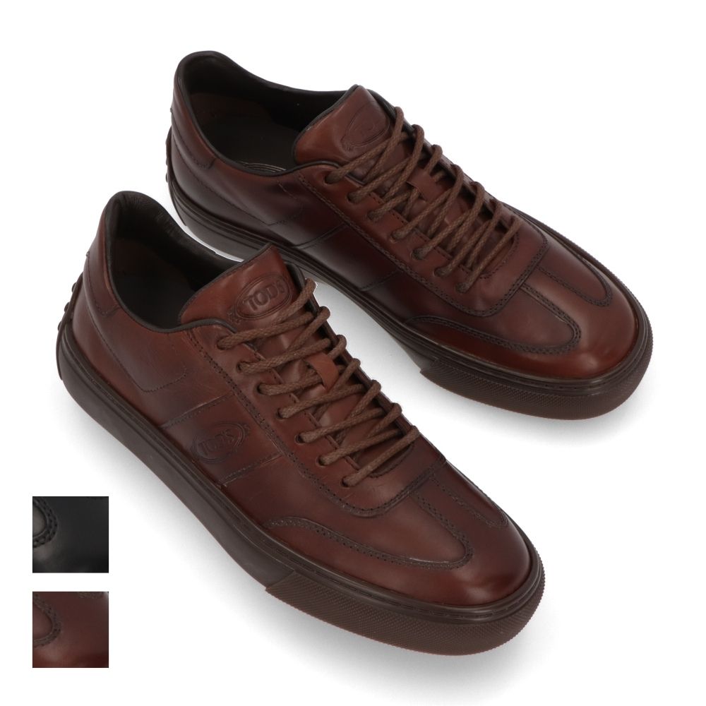 TOD'S スニーカー ブラック ブラウン カーフスキン レザー レースアップ ローカット XXM03E0GC50S96