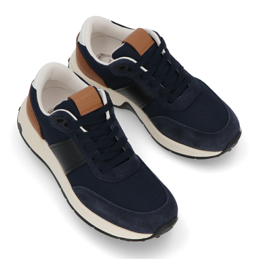TOD'S スニーカー ネイビー スムースカーフスキン バイカラー レースアップ スポーティ ローカット XXM63K0GT70T91