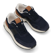 TOD'S スニーカー ネイビー スムースカーフスキン バイカラー レースアップ スポーティ ローカット XXM63K0GT70T91