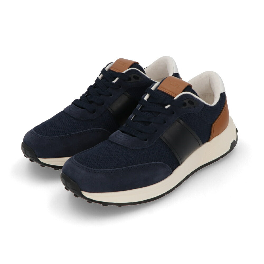 TOD'S スニーカー ネイビー スムースカーフスキン バイカラー レースアップ スポーティ ローカット XXM63K0GT70T91