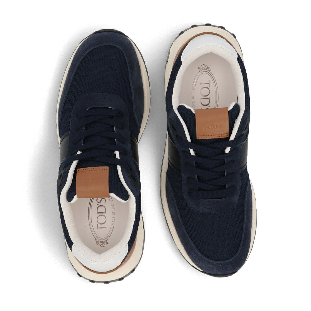 TOD'S スニーカー ネイビー スムースカーフスキン バイカラー レースアップ スポーティ ローカット XXM63K0GT70T91