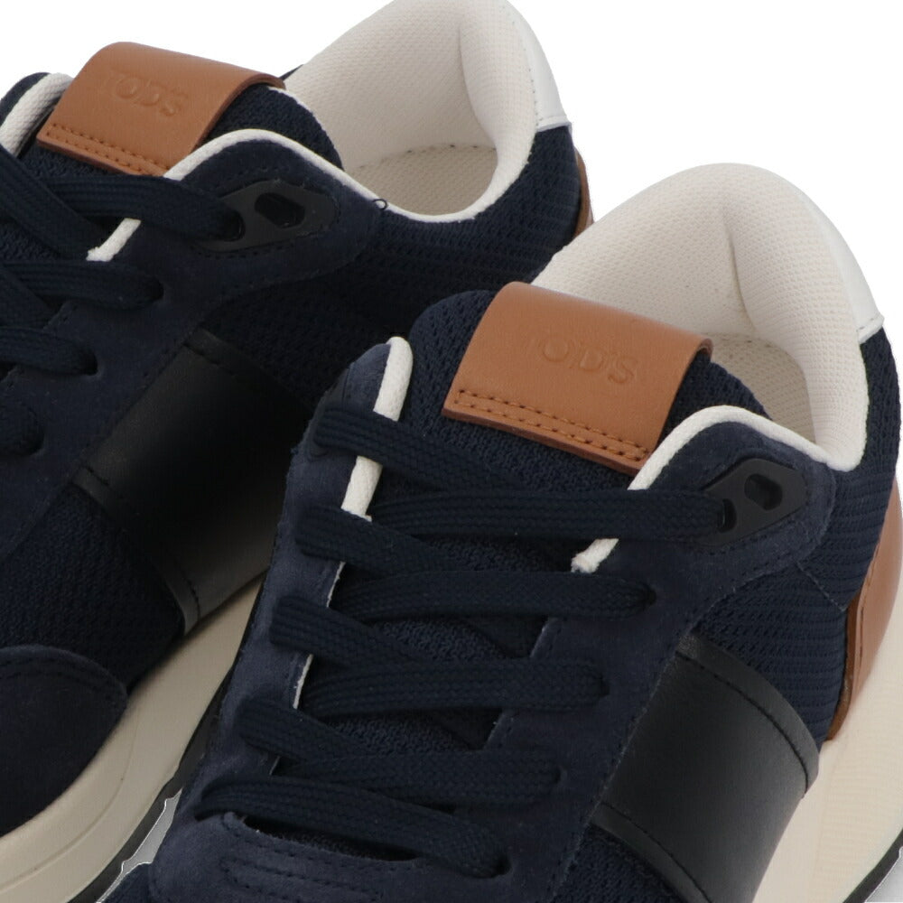 TOD'S スニーカー ネイビー スムースカーフスキン バイカラー レースアップ スポーティ ローカット XXM63K0GT70T91