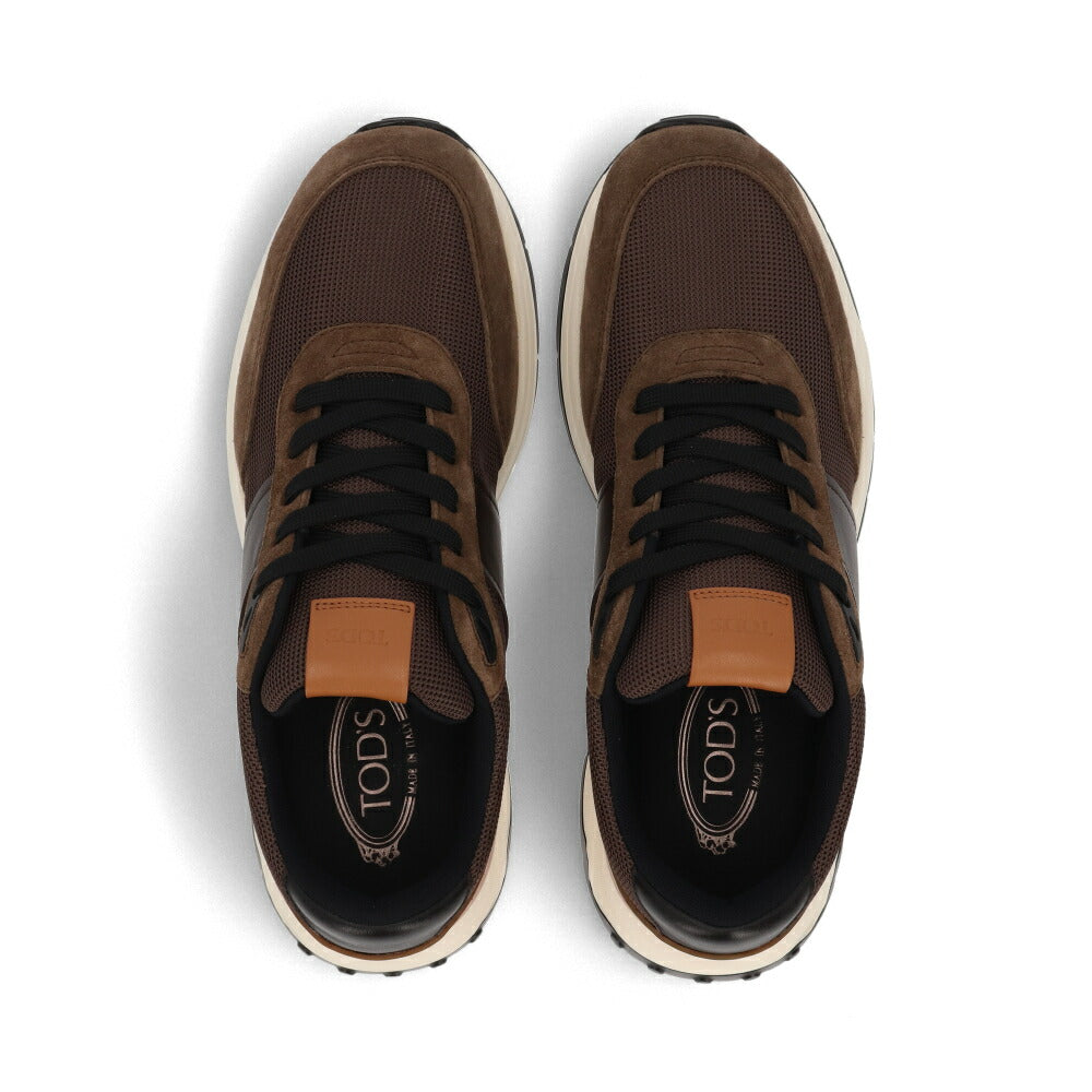TOD'S スニーカー オリーブブラウン スエード メッシュ レースアップ フラットソール スポーティ ローカット XXM63K0GT70TO5