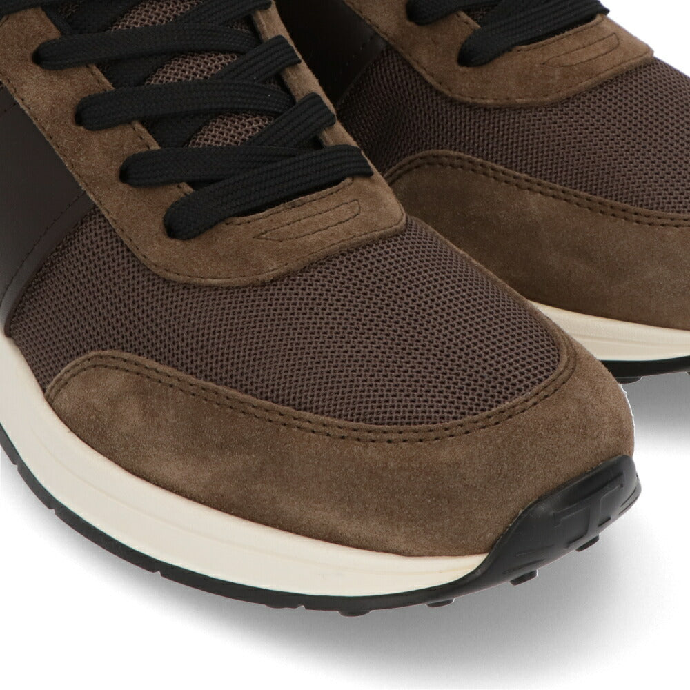 TOD'S スニーカー オリーブブラウン スエード メッシュ レースアップ フラットソール スポーティ ローカット XXM63K0GT70TO5