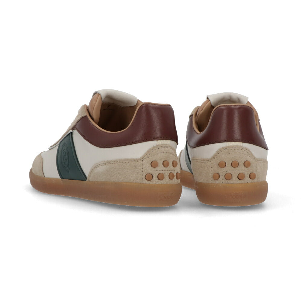 TOD'S トッズ  スニーカー ホワイト×グリーン×ボルドー スエード スムースレザー レースアップ バイカラー ローカット XXM68C0DP30IRA