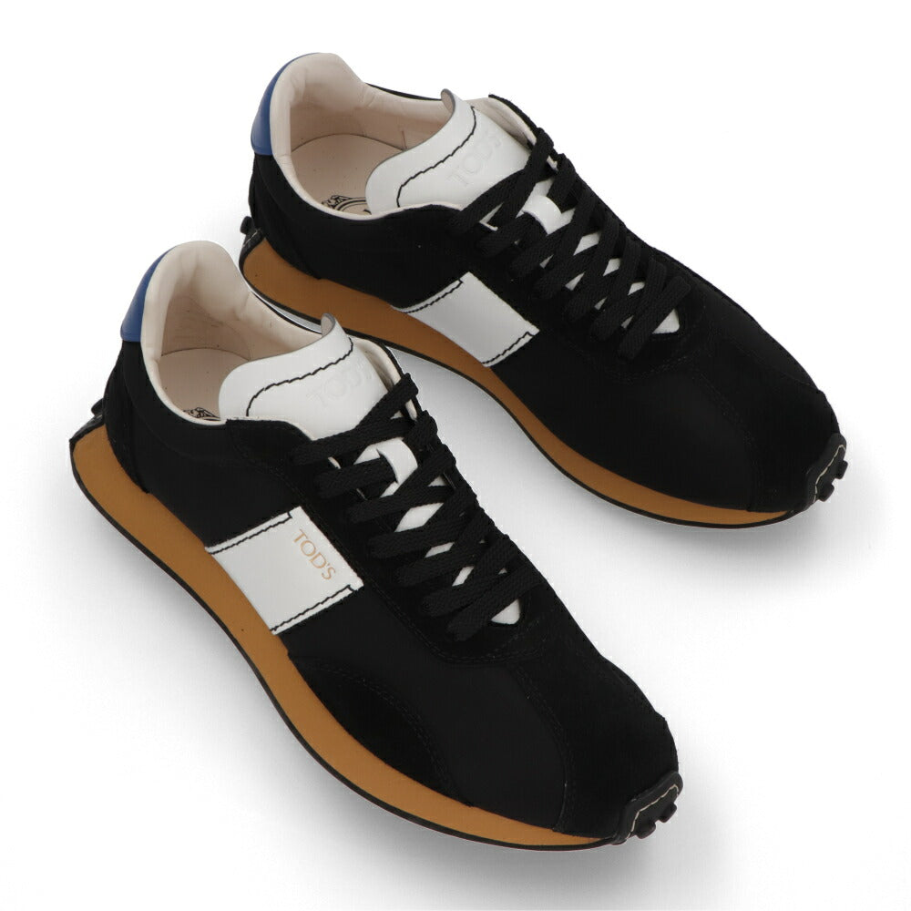 TOD'S スニーカー  ブラック×ホワイト レザー ファブリック  ローカット XXM26L0IK70TNN