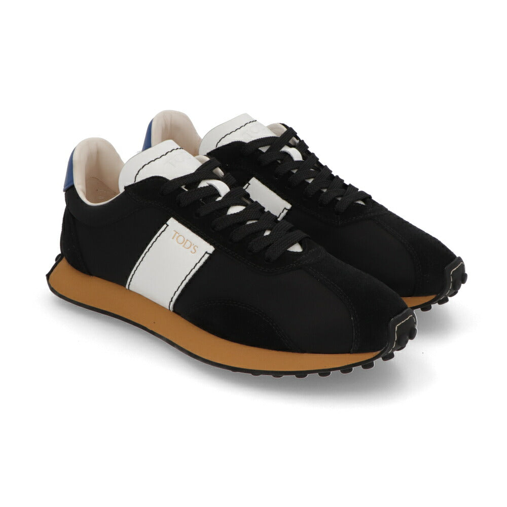 TOD'S スニーカー  ブラック×ホワイト レザー ファブリック  ローカット XXM26L0IK70TNN
