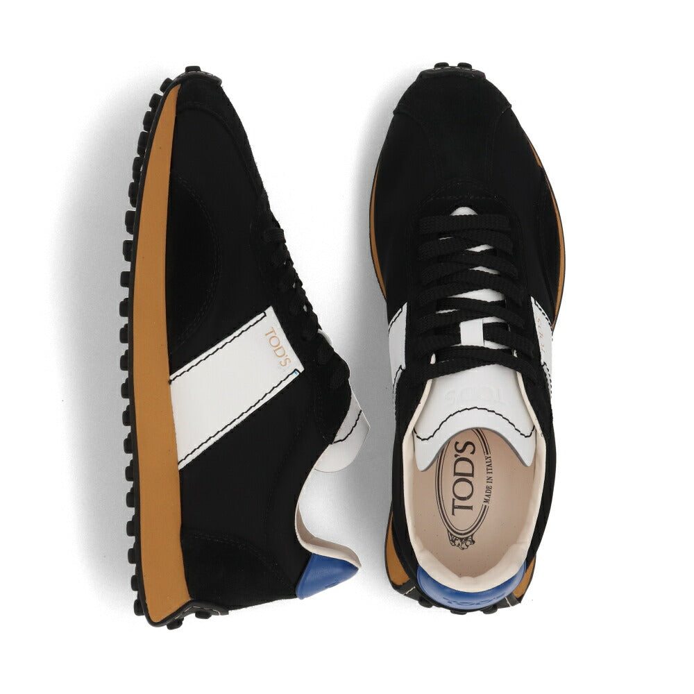 TOD'S スニーカー  ブラック×ホワイト レザー ファブリック  ローカット XXM26L0IK70TNN