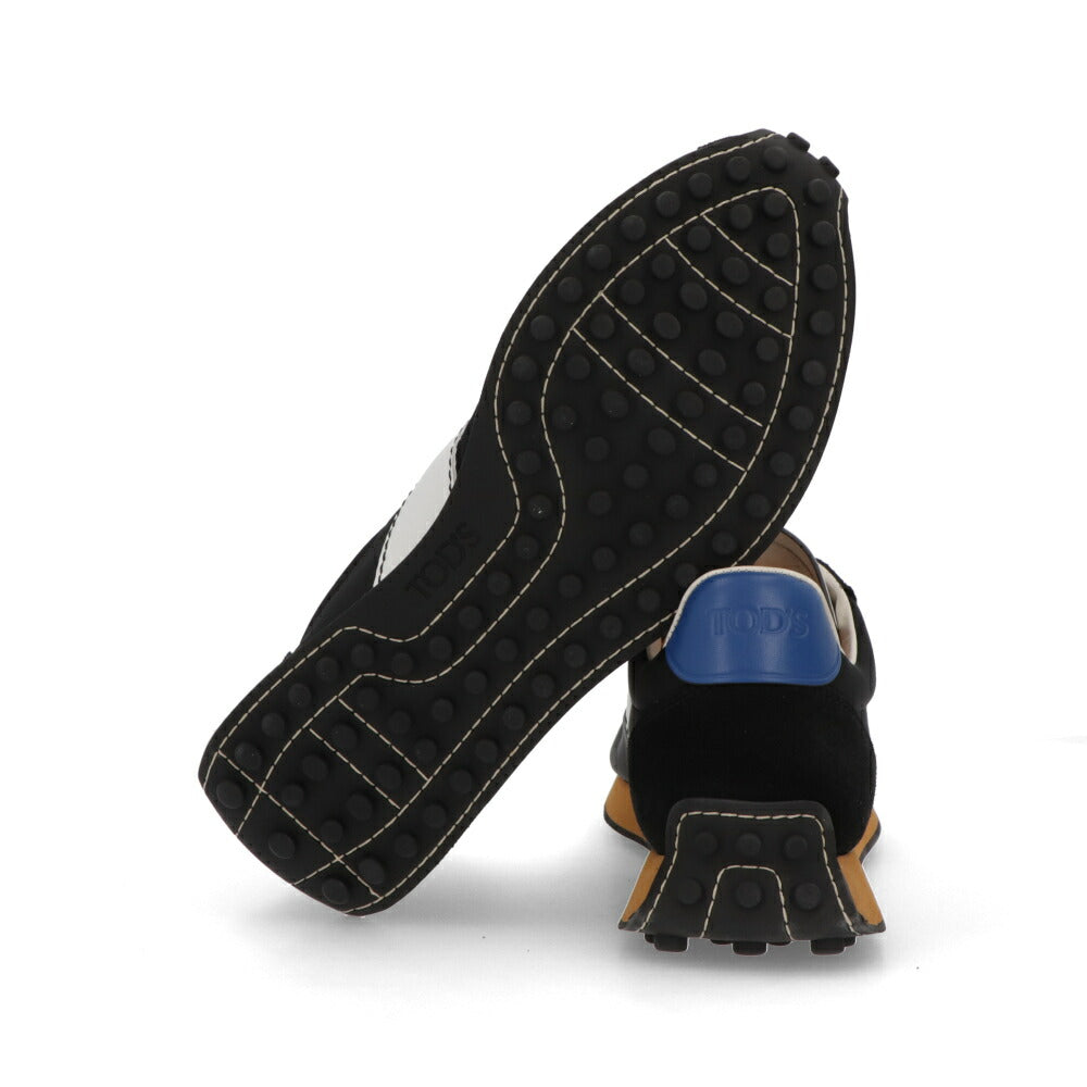 TOD'S スニーカー  ブラック×ホワイト レザー ファブリック  ローカット XXM26L0IK70TNN