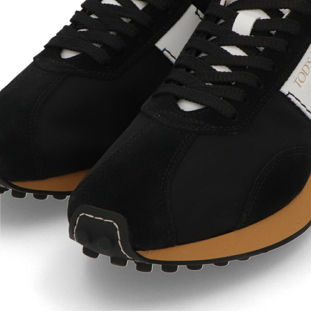 TOD'S スニーカー  ブラック×ホワイト レザー ファブリック  ローカット XXM26L0IK70TNN