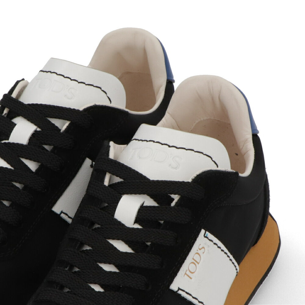 TOD'S スニーカー  ブラック×ホワイト レザー ファブリック  ローカット XXM26L0IK70TNN
