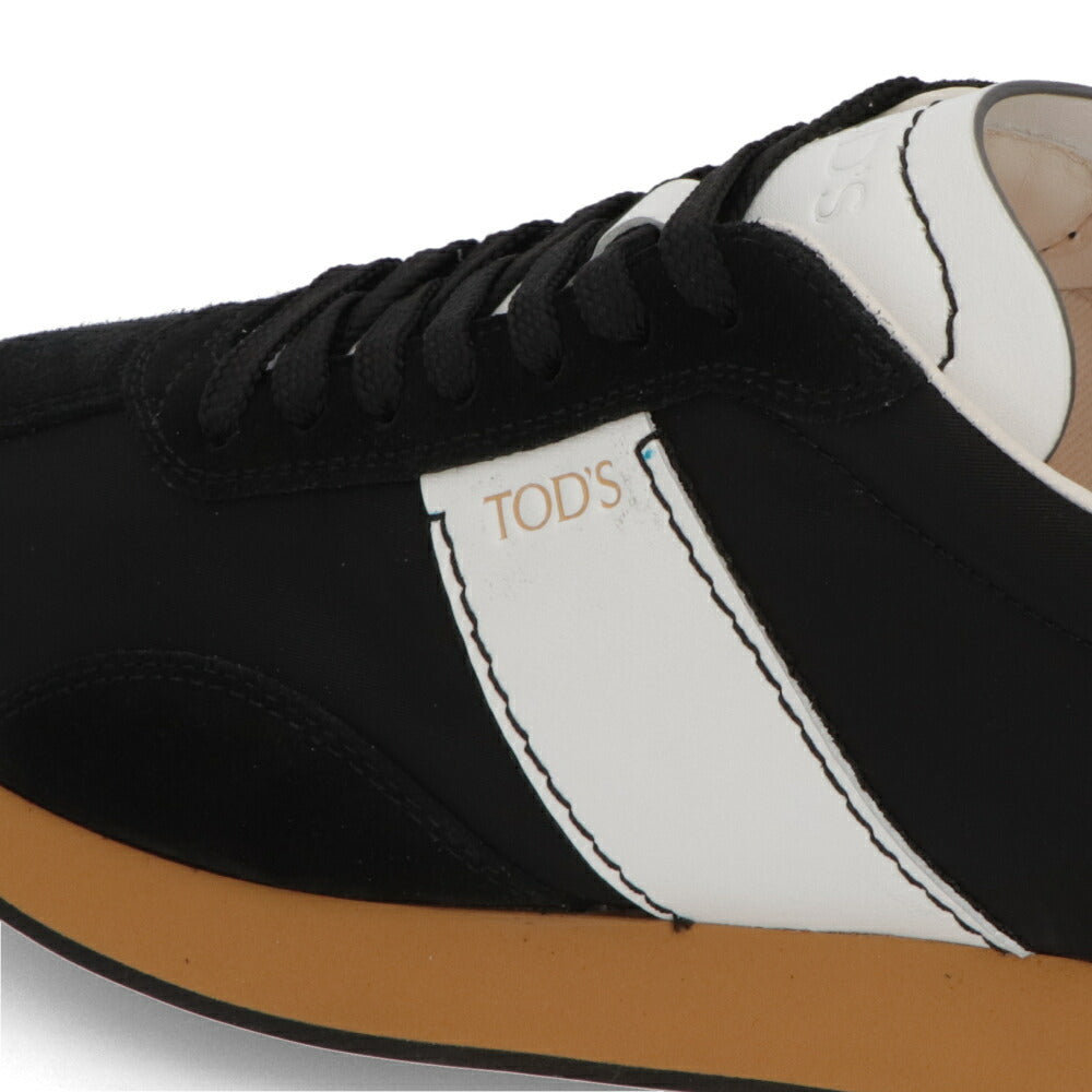 TOD'S スニーカー  ブラック×ホワイト レザー ファブリック  ローカット XXM26L0IK70TNN