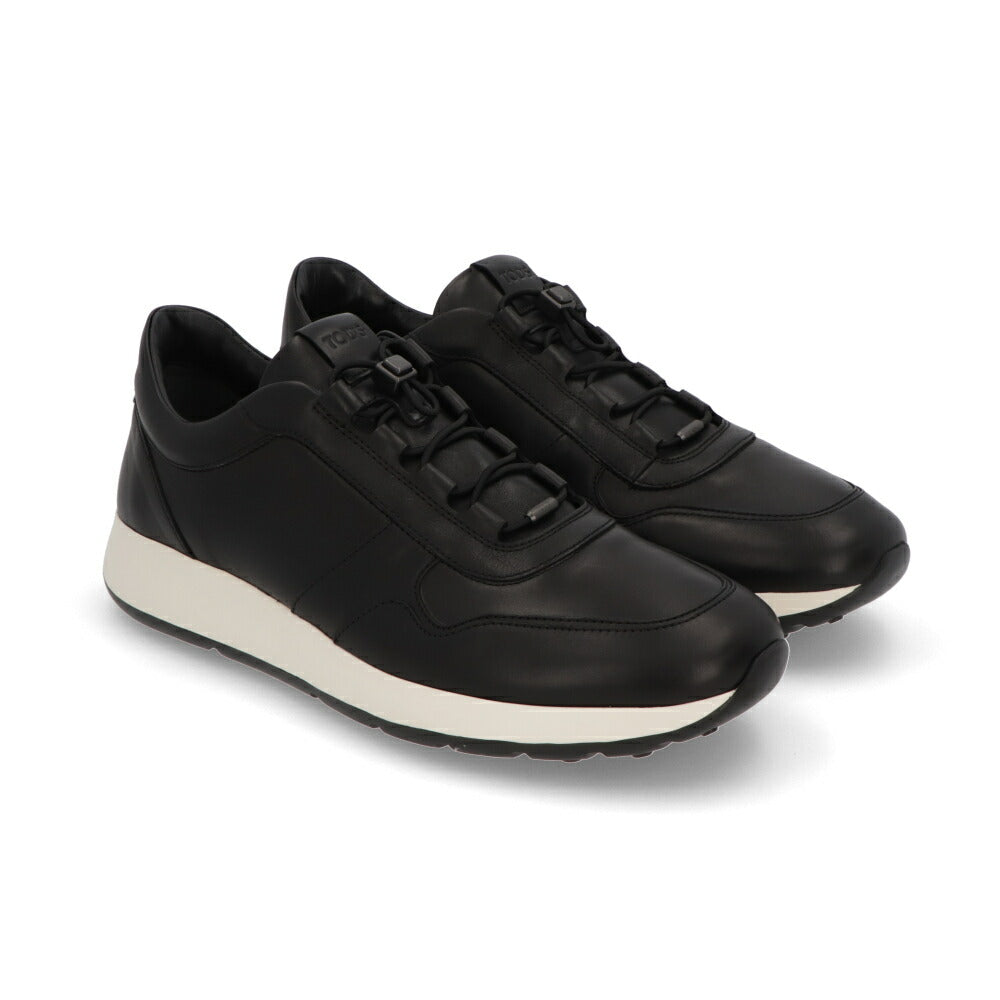 TOD'S スニーカー ブラック カーフスキン フラットシューズ ドローストロング ローカット XXM79K0IP50THC
