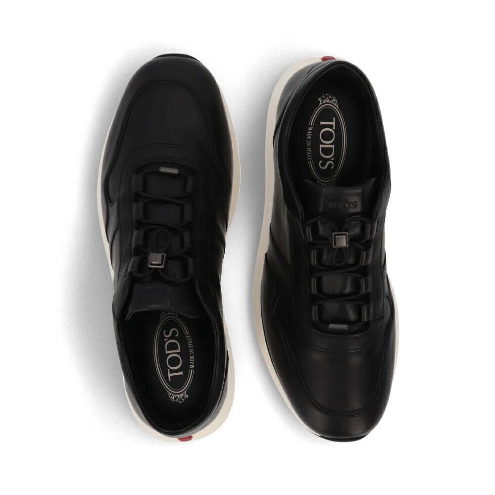 TOD'S トッズ  スニーカー ブラック カーフスキン フラットシューズ ドローストロング ローカット XXM79K0IP50THC
