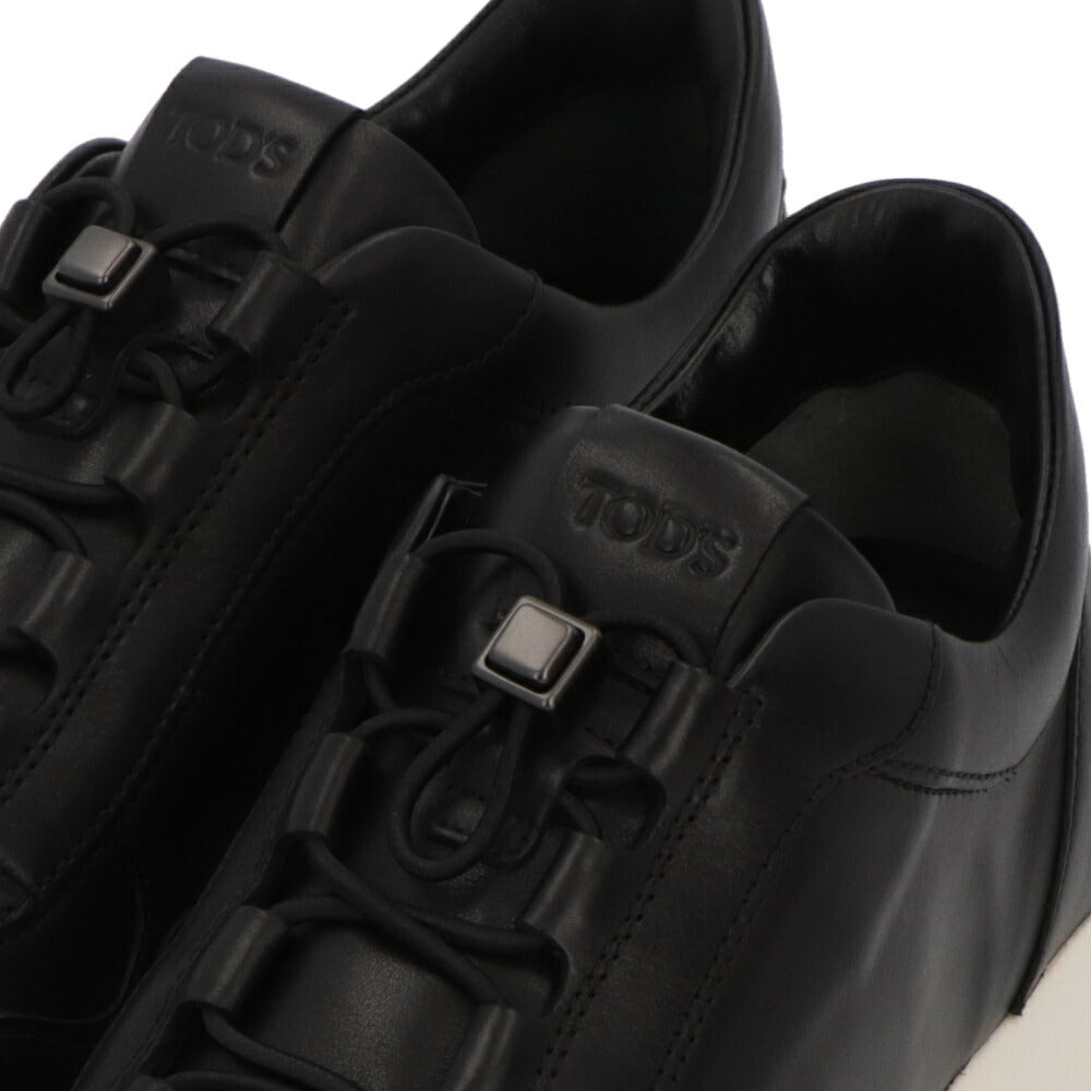 TOD'S トッズ  スニーカー ブラック カーフスキン フラットシューズ ドローストロング ローカット XXM79K0IP50THC
