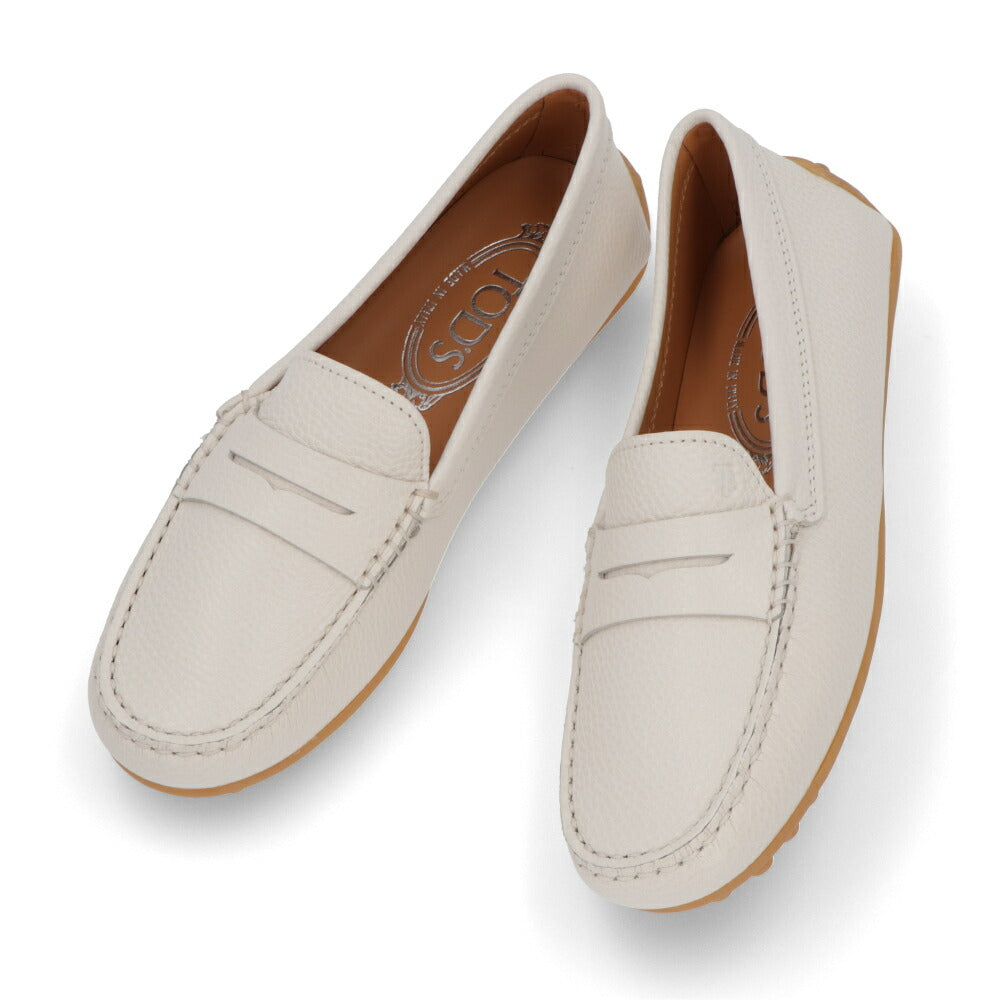 TOD'S レザーシューズ ホワイト カーフスキン レザー ローファー フラットシューズ ローファー XXW10L00010SZL