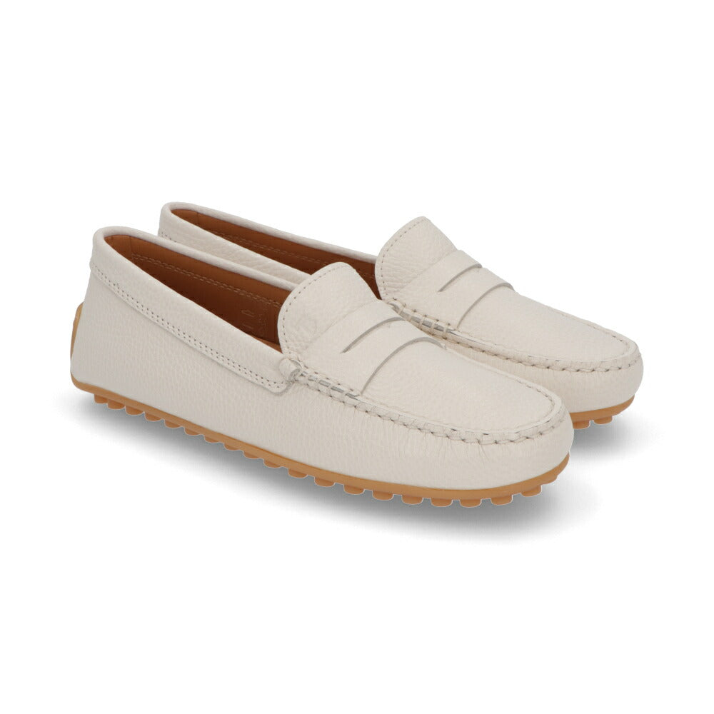 TOD'S レザーシューズ ホワイト カーフスキン レザー ローファー フラットシューズ ローファー XXW10L00010SZL