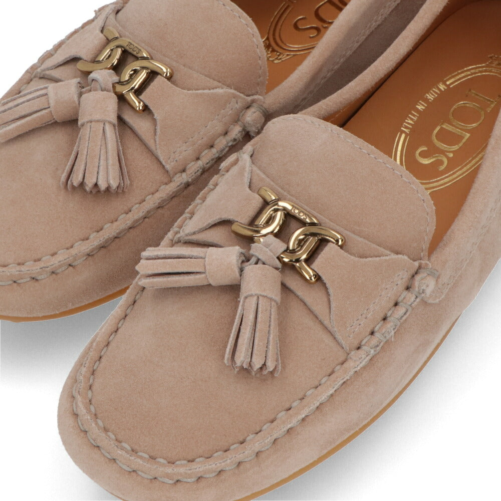 TOD'S トッズ  ピンクベージュ スエード モカシン フラットシューズ XXW10L0ID50M8W