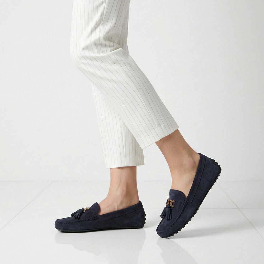 TOD'S GOMMINO ネイビー スエード ローファー フラットシューズ XXW10L0ID50RE0