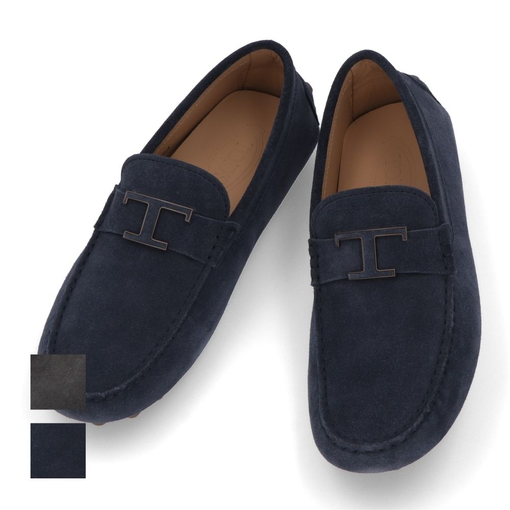 TOD'S GOMMINO グレー ネイビー スウェード ローファー XXM52K0HW20RE0
